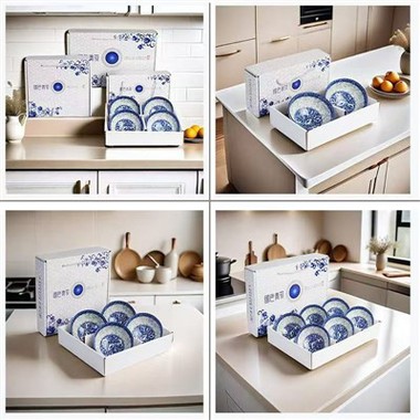 Zuppa blu stampata in ceramica all'ingrosso
